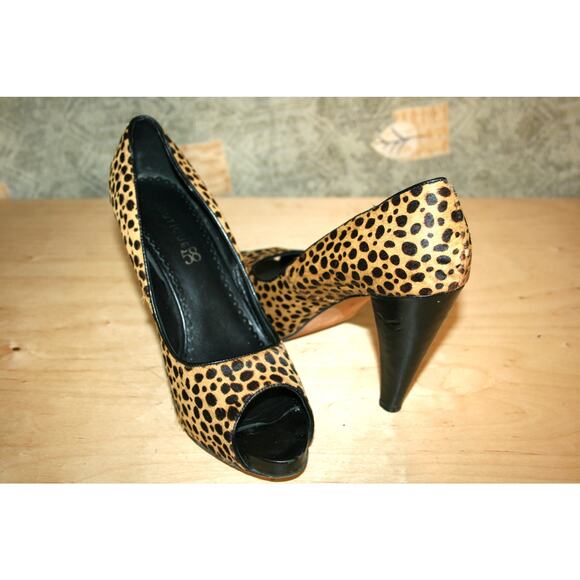 Boutique 58 Cheetah Furry Leather Open Toe Pumps 11 M - Picture 6 of 6